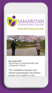 Email newsletter for Samaritan Counseling Center
